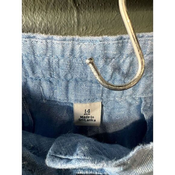 LL Bean Womens Blue Linen Straight Leg Pants w/ Drawstring Size 14 Classic Fit - Picture 3 of 4